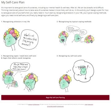 Cartoon Graphic depicting the Self Care Plan document